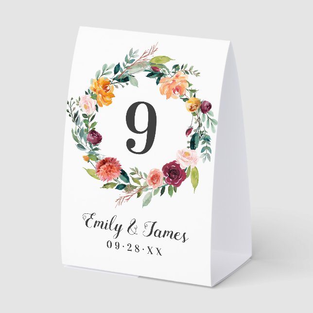 Rustic Fall Floral Wreath Wedding Monogram (Front)