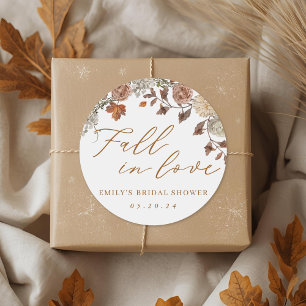 Rustic Fall Foliage Fall in Love Bridal Shower Classic Round Sticker