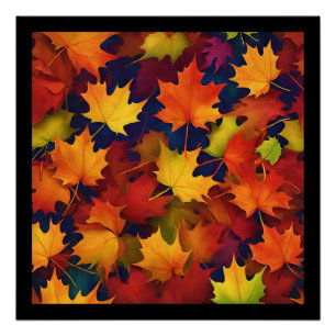 Rustic Fall Foliage Glossy Poster