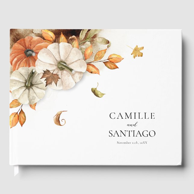 Rustic Fall Foliage Photo Wedding Guest Book (Front)