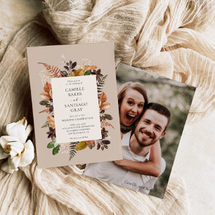 Rustic Fall Foliage Photo Wedding Invitation