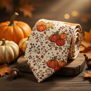 Rustic Fall Foliage & Pumpkins Tie