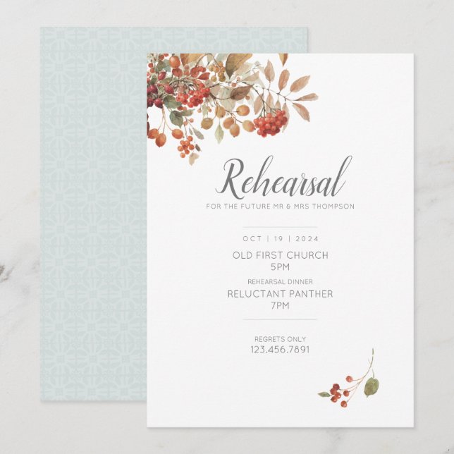 Rustic Fall Foliage Watercolor Wedding Invitation (Front/Back)