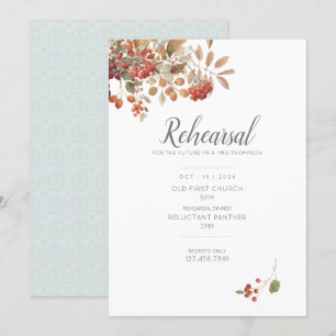 Rustic Fall Foliage Watercolor Wedding Invitation