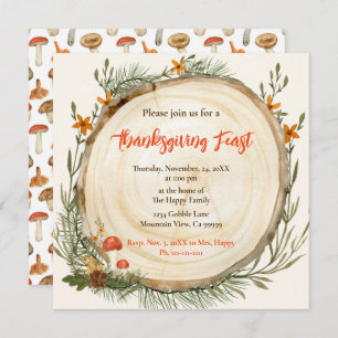 Rustic Fall Foliage Wildflowers Mushroom  Invitation