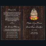 Rustic Fall Foliage Wine Barrel Wedding Program Flyer<br><div class="desc">Fall Foliage Wine Barrel String Lights card design featuring a watercolour wine barrel, gorgeous fall foliage, string lights, wine bottle, wine glass and traditional farm foods on the barrel, all on an old barn. Use Customise tool to add your info. You can change fonts, colours. For matching items, please, visit...</div>