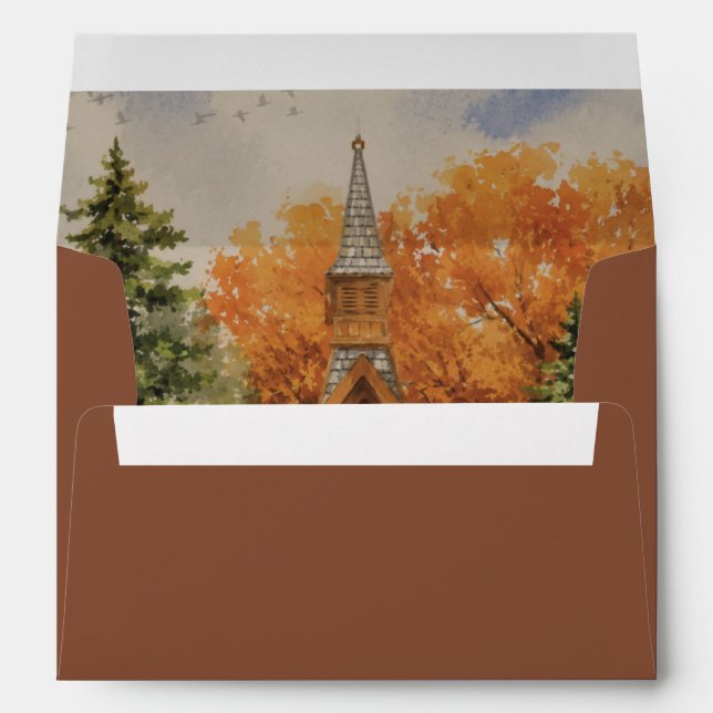 Rustic Fall Forest  Yosemite National Park Wedding Envelope (Back (Bottom))
