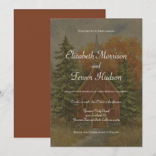 Rustic Fall Forest Yosemite National Park Wedding Invitation