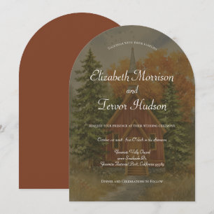 Rustic Fall Forest Yosemite National Park Wedding Invitation