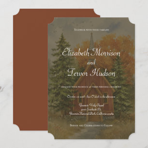Rustic Fall Forest Yosemite National Park Wedding Invitation