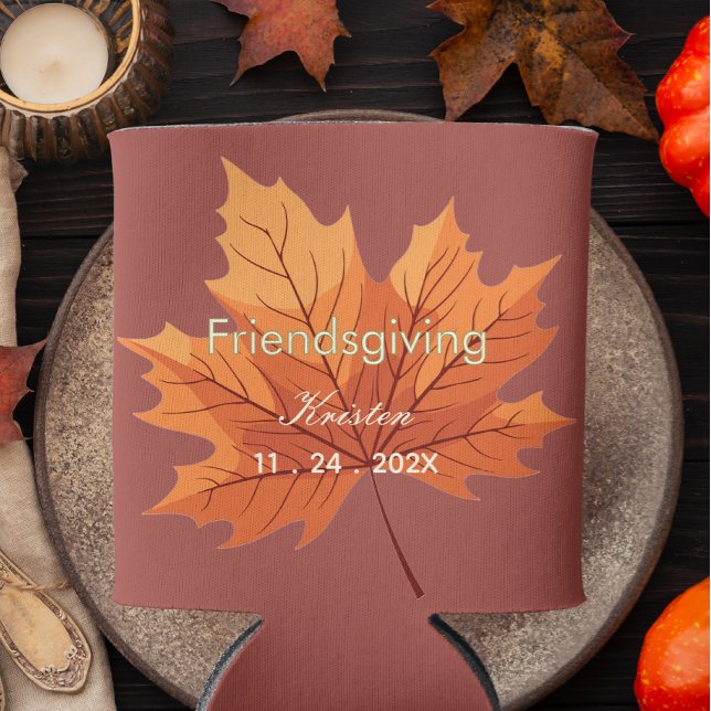 Rustic Fall Friendsgiving Custom Names Can Cooler (Creator Uploaded)