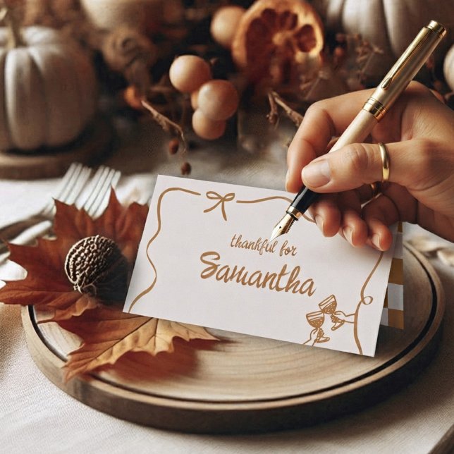 Rustic Fall Friendsgiving Dinner Table Place Cards (Creator Uploaded)