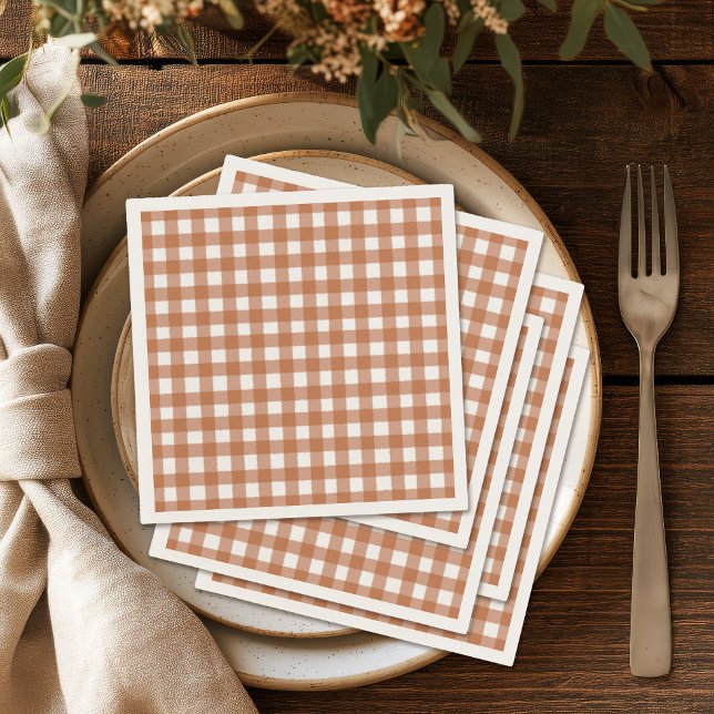Rustic Fall Gingham Dinner Party Napkin (Creator Uploaded)