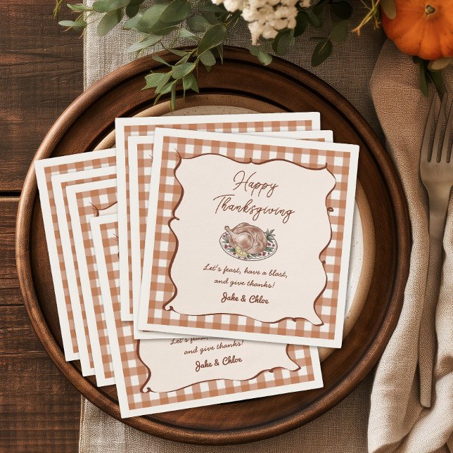 Rustic Fall Gingham Thanksgiving Dinner Napkin (Creator Uploaded)