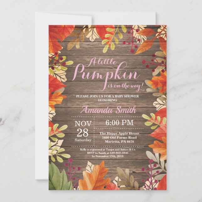 Rustic Fall Girl Baby Shower Invitation (Front)