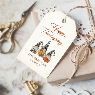 Rustic Fall Gnomes  Pumpkin Happy Thanksgiving Gift Tags