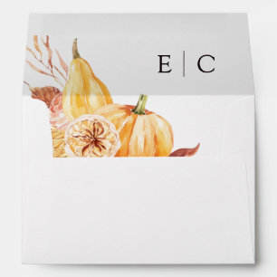 Rustic Fall Gold Floral Pumpkin Wedding 5x7 Envelope