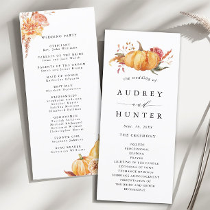 Rustic Fall Gold Floral Pumpkin Wedding Programme