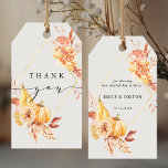 Rustic Fall Gold Floral Pumpkin Wedding Thank You Gift Tags<br><div class="desc">This wedding thank you gift tag features rustic watercolor flowers and pumpkins in burnt orange,  gold,  terracotta,  burgundy,  blush with beige and brown pampas grass. For more advanced customisation of this design,  please click the "customise further" link. Matching items are also available.</div>