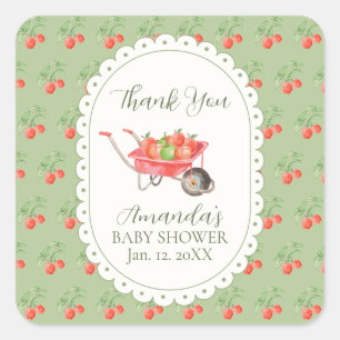Rustic Fall Harvest Apple Of Our Eye Baby Shower Square Sticker