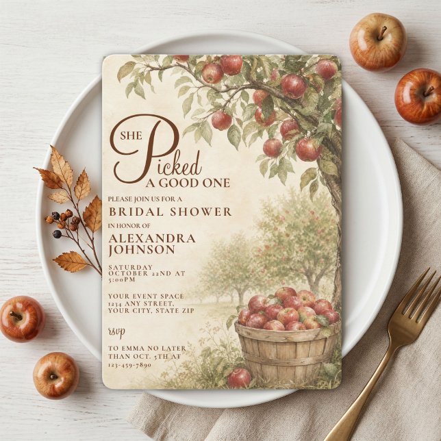 Rustic Fall Harvest Apple Orchard Bridal Shower Invitation (Creator Uploaded)