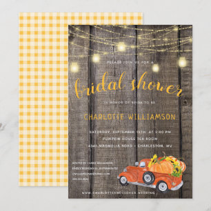 Rustic Fall Harvest Barnwood Lights Bridal Shower Invitation