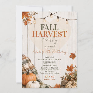 Rustic Fall Harvest Pumpkin Lights Birthday Party  Invitation