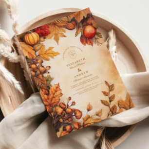 Rustic Fall Harvest Wedding Invitation