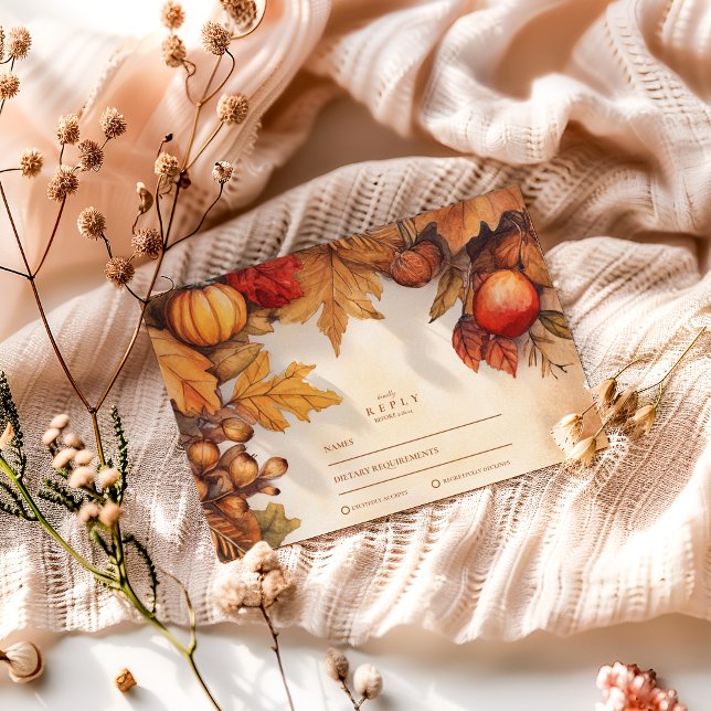 Rustic Fall Harvest Wedding RSVP Card (Creator Uploaded)