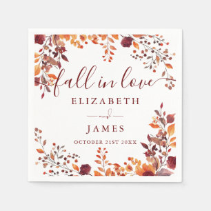 Rustic Fall In Love Autumn Fall Floral Wedding Napkin