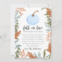 Rustic Fall in Love Blue Pumpkin Baby Shower