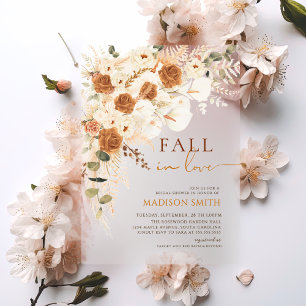 Rustic Fall in Love Bridal Shower Autumn Boho  Acrylic Invitations
