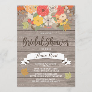 Rustic Fall in Love Bridal Shower Invitation