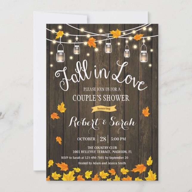 Rustic Fall In Love Couple's Shower Invitation (Front)
