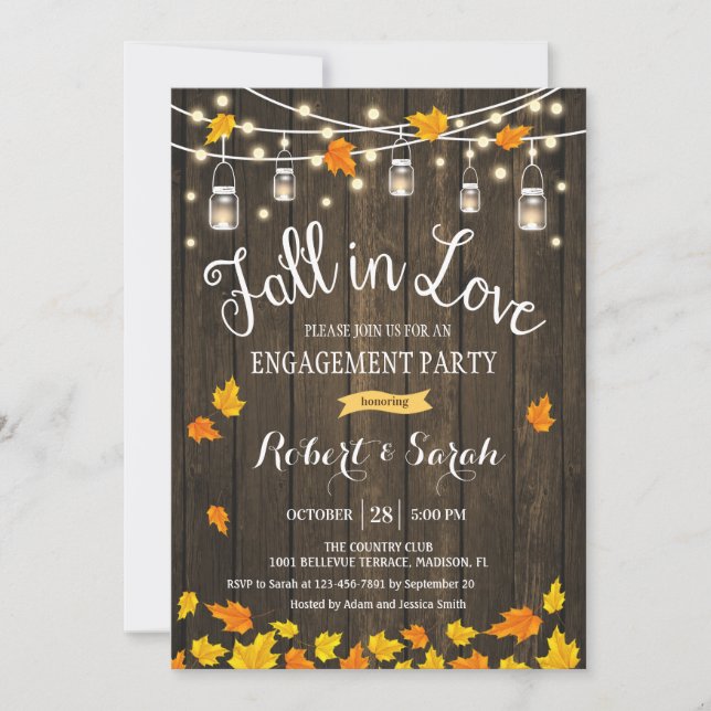 Rustic Fall In Love Engagement Party Invitation (Front)