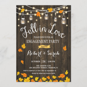 Rustic Fall In Love Engagement Party Invitation