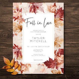 Rustic Fall In Love Fall Cream Bridal Shower Invitation