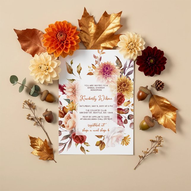 Rustic Fall in Love Fall Floral Bridal Shower Invitation (Rustic Fall in Love Fall Bridal Shower Invitation)