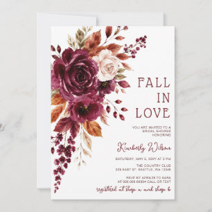 Rustic Fall in Love Floral Fall Bridal Shower Invitation