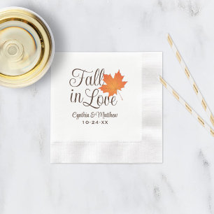 Rustic Fall in Love Maple Leaf Wedding Napkin