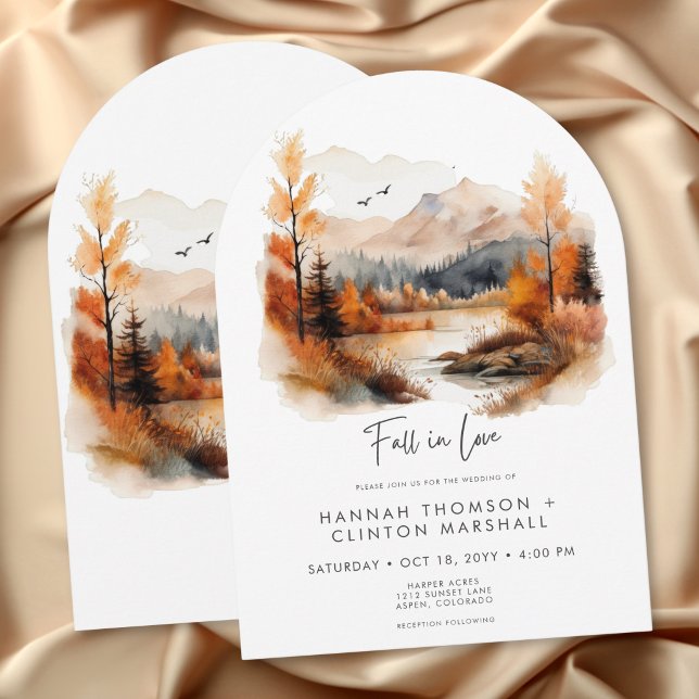 Rustic Fall In Love Mountain Scene Arch Wedding Invitation (Rustic Fall In Love Mountain Scene Arch Wedding Invitation)