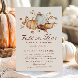 Rustic Fall in Love Pumpkin Baby Shower Invitation
