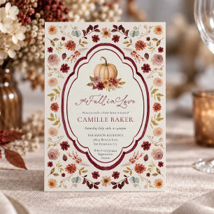 Rustic Fall in Love Pumpkin Bridal Shower Invitati Invitation