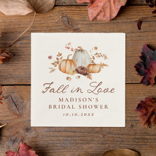 Rustic Fall in Love Pumpkin Floral Bridal Shower Napkin