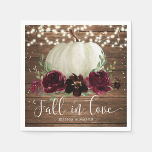 Rustic Fall In Love Pumpkin Wedding Napkin