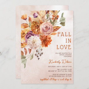 Rustic Fall in Love Pumpkins Fall Bridal Shower Invitation