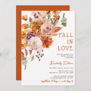 Rustic Fall in Love Pumpkins Fall Bridal Shower Invitation