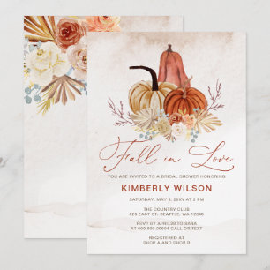 Rustic Fall in Love Pumpkins Fall Bridal Shower Invitation