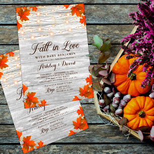 Rustic Fall In Love String Lights Baby Shower Invitation