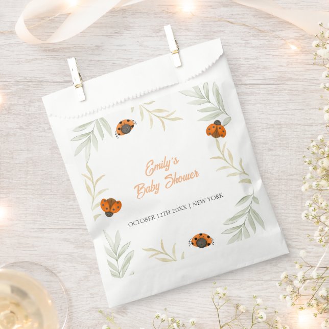 Rustic Fall Ladybug Greenery Baby Shower  Favour Bags (Clipped)
